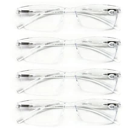Unisex Lightweight Transparent Clear Rectangular Reading Glasses