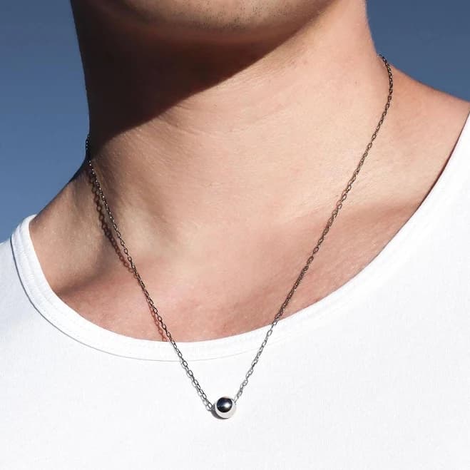 Orb Minimalist Stainless Steel Ball Pendant Mini Chain Necklace