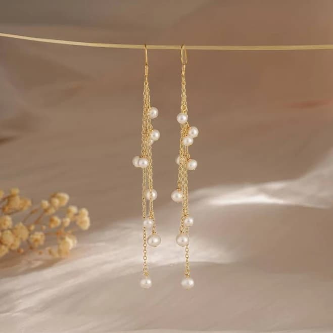 Natural Freshwater Pearl Tassel Earrings
