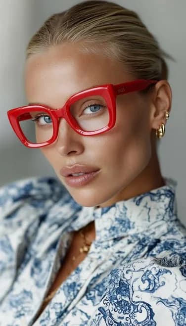Sofia Rx | Designer Prescription Glasses Online | Thick-Framed Eyeglasses, Cherry Red