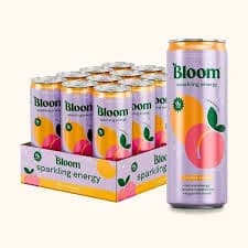 Bloom Sparkling Energy Drink - Natural Caffeine, Zero Sugar, Peach Mango-...
