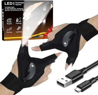 HikooLSS Rechargeable LED Flashlight Waterproof Gloves