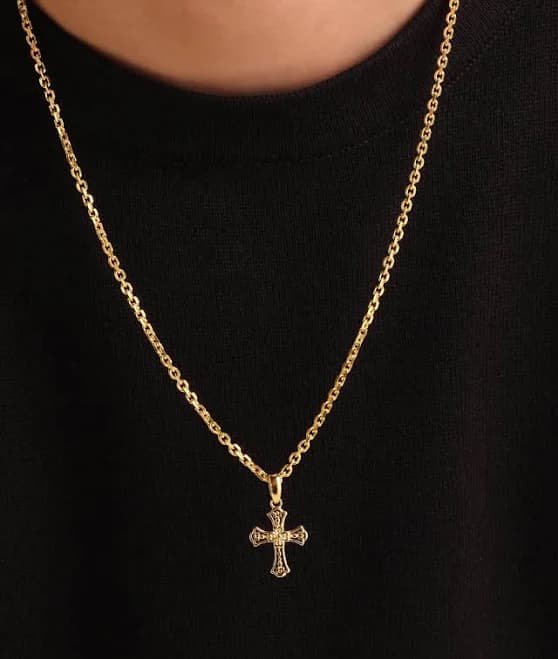 JAXXON Vintage Cross Gold Men's Pendant Chain