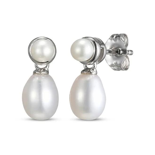 Sterling Silver Cultured Pearl Drop Earrings