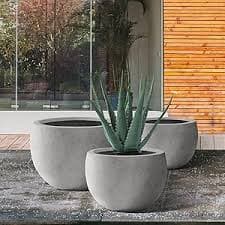 Amazon.com : Kante Round Concrete Planter Set of 3-11.8"/15.7"/19.9" Dia Bowl-Style Flower Pots with Drainage Hole for Patio, Garden, and Home (9.4"/12.8"/16.5" Opening), Gray : Patio, Lawn & Garden
