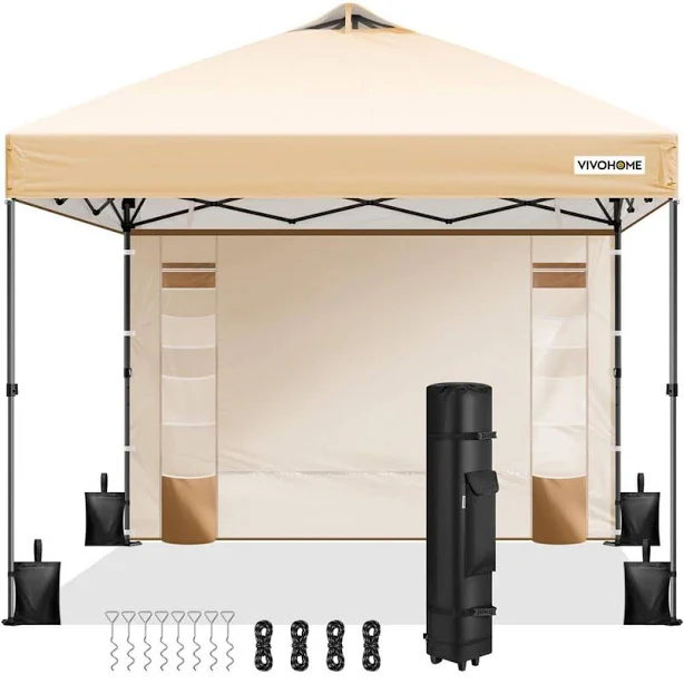VIVOHOME 10x10ft Pop Up Canopy Tent with Detachable Sidewall