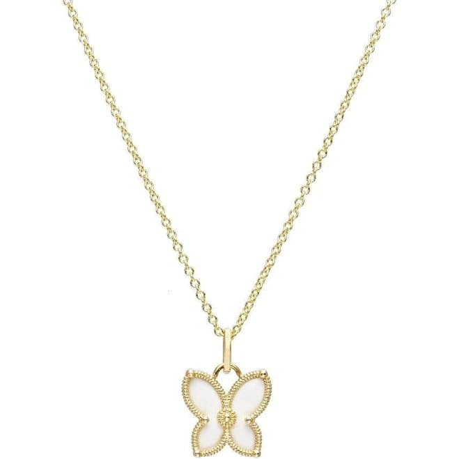 14K Solid Yellow Gold Dainty Butterfly Necklace 14K