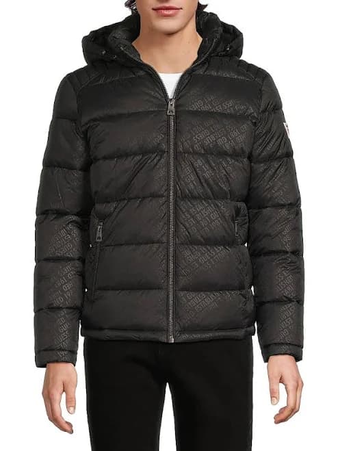 GUESS Men's Adam Quilted Hooded Puffer Jacket