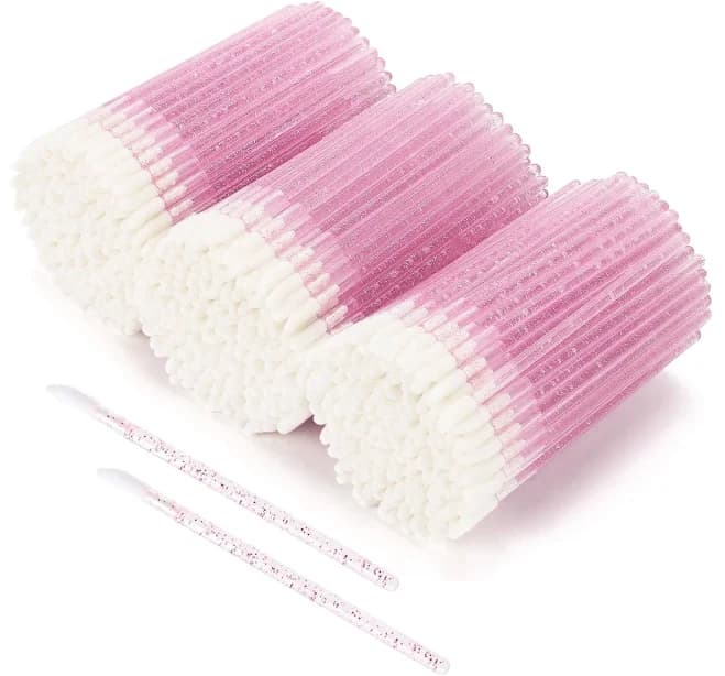 500pcs/Pack Crystal Pink Disposable Lip Applicator, Pink Lip Gloss Wands,