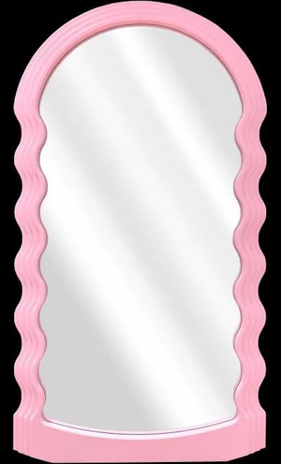 24 x 44" Arched Pink Wavy Wood Frame Mirror