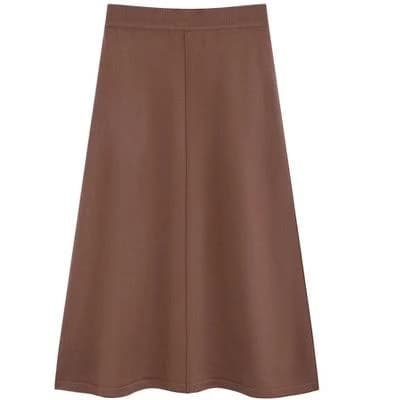 Inspire Chic Women's A-Line Elastic High Waist Ribbed Knit Sweater Skirt