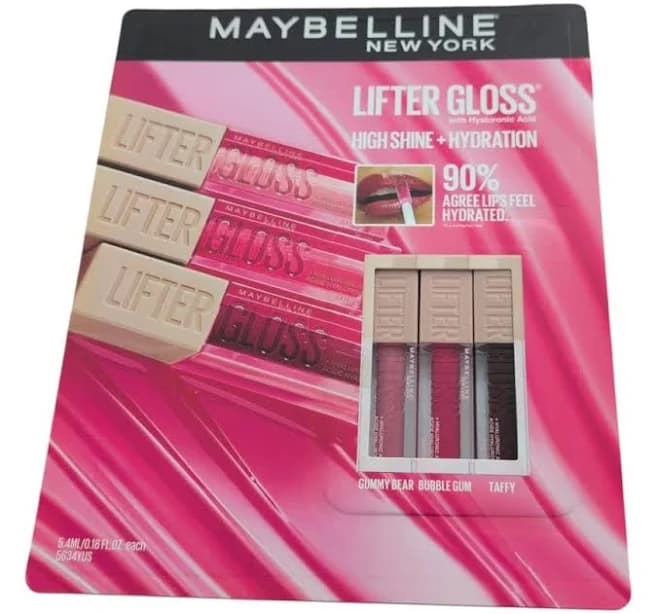 Maybelline Lifter Gloss Trio Gummy Bear, Bubble Gum & Taffy Shine + Hydration! - New Beauty