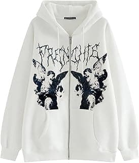 Goth Angel Print Dark Hoodie - Harajuku Grunge Clothes Street Trend Fashion Casual Hip Hop
