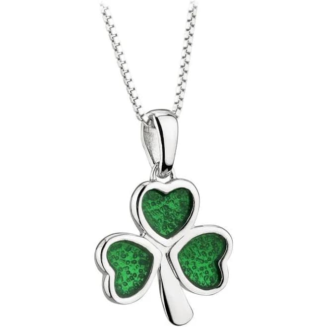 Sterling Silver Shamrock Enamel Charm Necklace