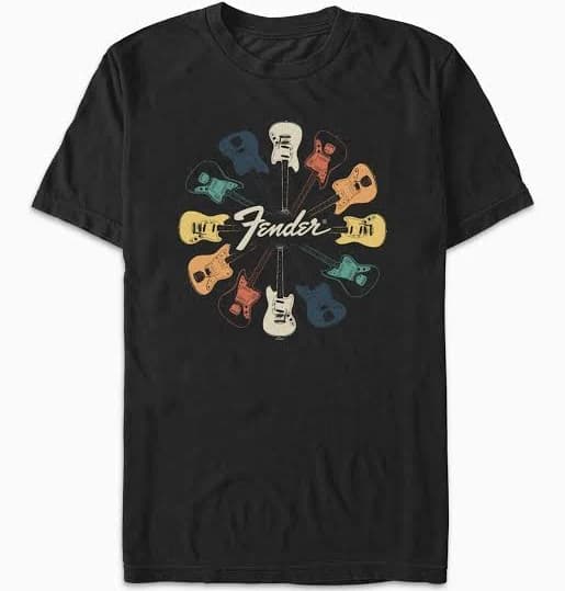 Fender Men's Colorful Kaleidoscope Guitars Graphic T-Shirt