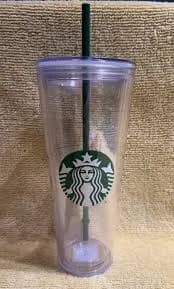 NEW Original Starbucks Clear Cold 24 oz. Mermaid Tumbler w/ Green Straw