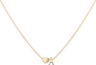Initial Heart Necklace 18K Gold Plated Stainless Steel Tiny Heart Letter Necklace Personalized Monogram Name Necklace for Women