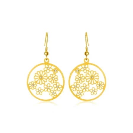 ELYA Women's Crystal Floral Dangle Earrings