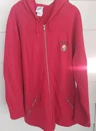 Vintage Warner Bros Looney Tunes Embroidery Tweety Bird Long Hoodie Red XL Zips