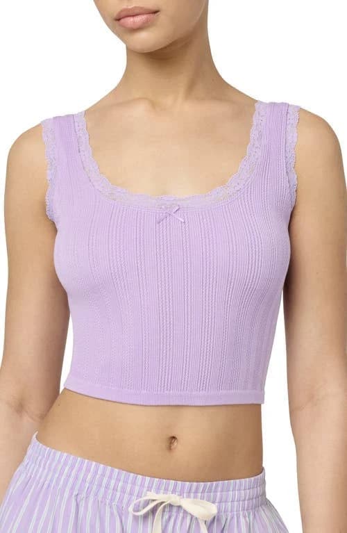 Florence by Mills Women's Lace Trim Sleeveless Crop Tank