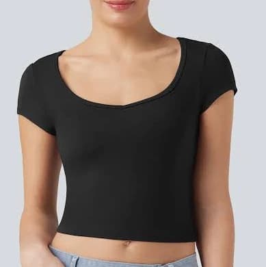 Halara V Neck Short Sleeve Cropped T-Shirt