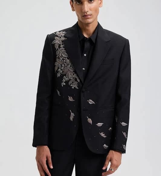Perte D'ego Men's Moonlit Vine Hand Embroidered Blazer