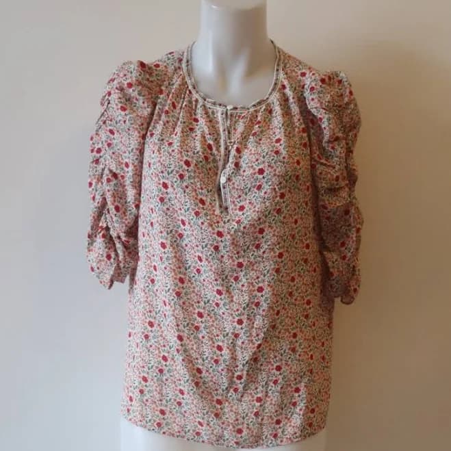 Max Studio Women's Floral Short Sleeve Blouse