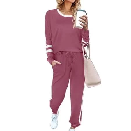 Shine Up Women's 2pcs Striped Jogger Sweatsuits