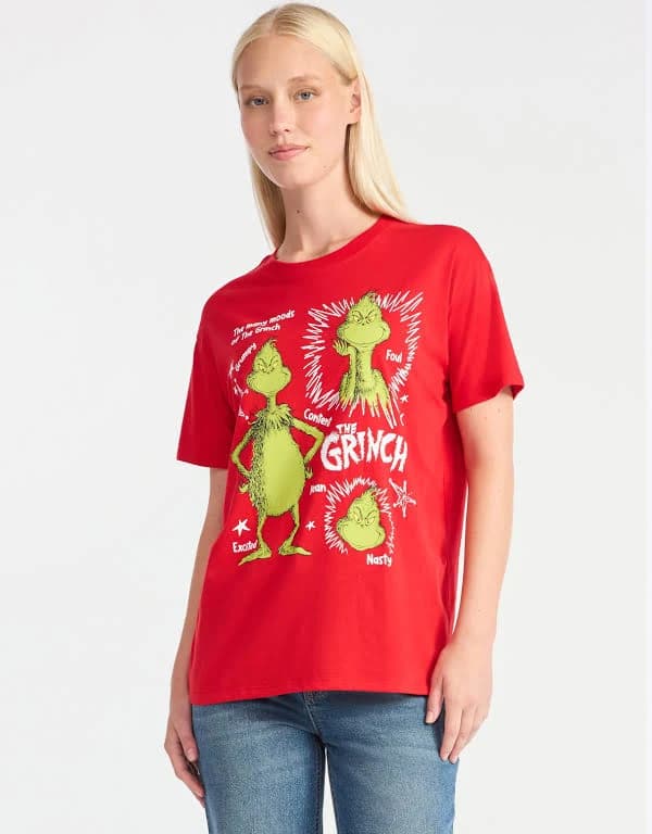 Dr. Seuss Grinch Graphic Tee with Short Sleeves