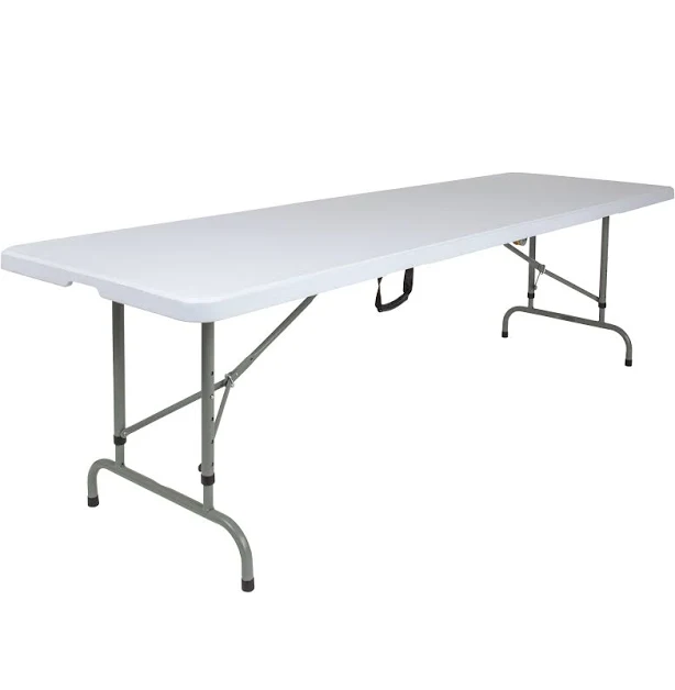 Flash Furniture Commercial Height-Adjustable Bi-Fold Plastic Banquet and Event Folding Table