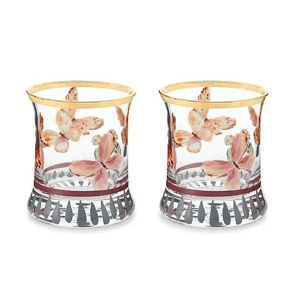 Mackenzie Childs Butterfly Hill Tumbler Glass