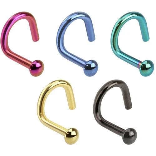 18ga Surgical Steel Ball Dome Top Corkcrew Nose Pin Studs