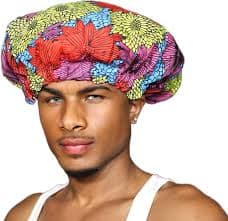 Melanin Crown Large Satin-Lined Bonnet, Ankara Bonnet, Jumbo Bonnet for Curly Hair, Sleep Cap for Men, Reversible Bonnet, Bonnet for Chemo, Sky Blue, One Size : Buy Online at Best Price in