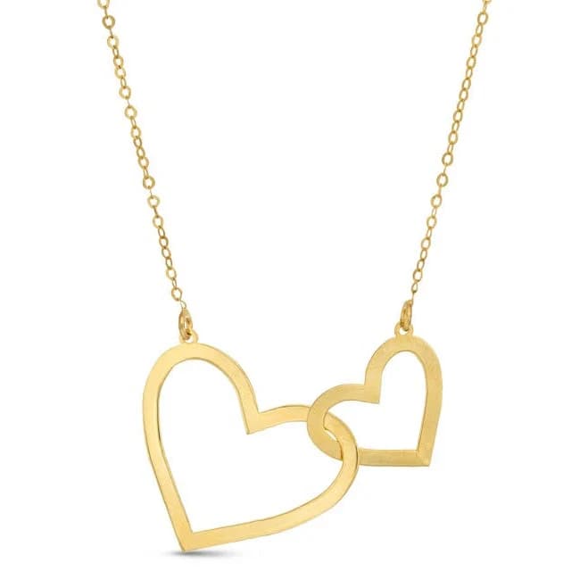 10K Yellow Gold Double Heart Necklace