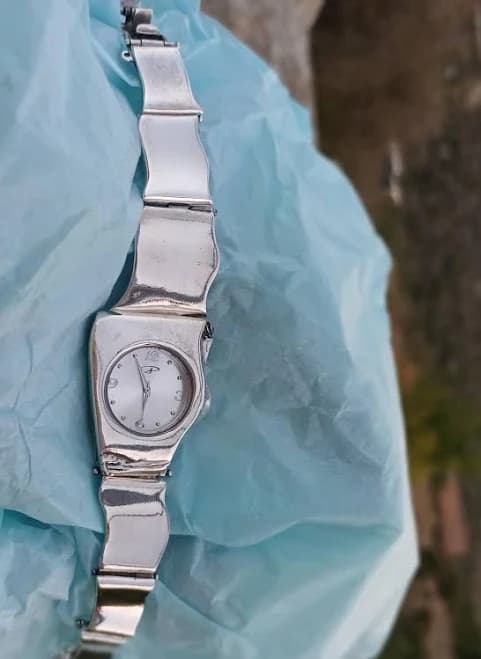 Art Deco Sterling Silver Wide Link Watch