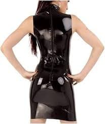 Amazon.com: Black Sexy Sleeveless Latex Dress with High Collar Zipper at Back Rubber Bodycon Playsuit,Black,3X-Large : Clothing, Shoes & Jewelry