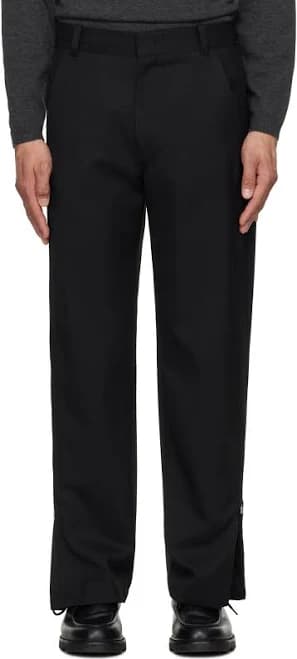 Solid Homme Side Zipper Wide Trousers