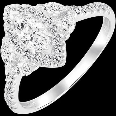 Brilliance Fine Jewelry 1 Carat Marquise Diamond Bridal Ring in Sterling Silver
