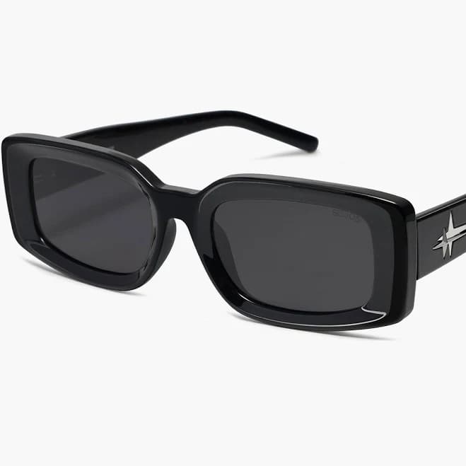 SOJOS Classic Trendy Rectangle Polarized Sunglasses Thick Frame with Star Decorations SJ2285