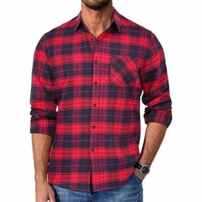 COOFANDY Men's Long Sleeve Plaid Flannel Shirt