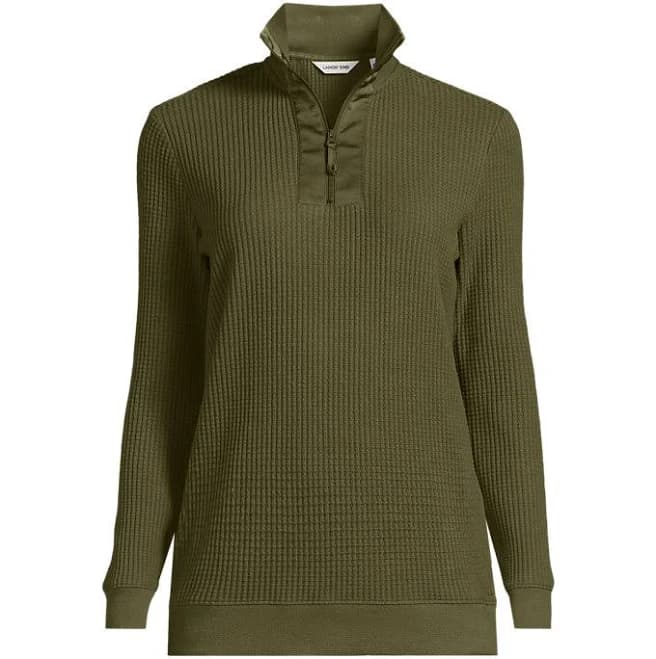 Lands' End Women's Waffle Quarter Zip Pullover
