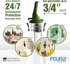 Amazon.com: BPA‑Free Olive Oil Bottle Spouts, Leakproof Olive Oil Dispenser Spout with Hygienic One‑Hand Open/Close, Dust Cap & Screen Alternative, 2‑Pack Green: Home & Kitchen