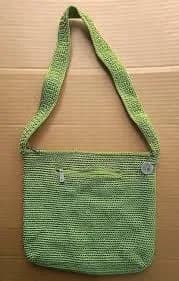 The Sak Lime Green Crocheted Shoulder Bag Purse with 2 Zippered Pockets