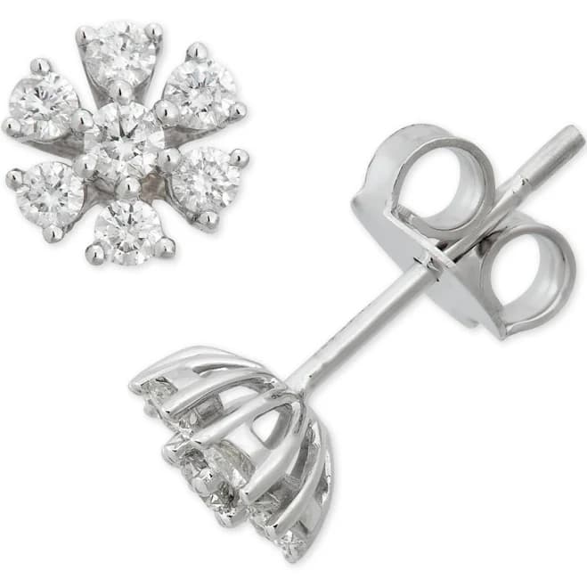 Macy's 1/4 ct. t.w. Diamond Floral Starburst Stud Earrings in