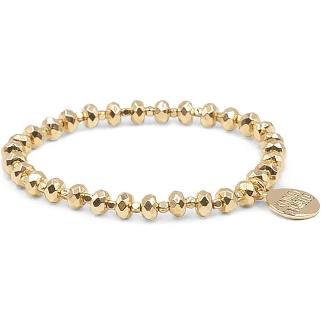 18K Yellow Gold Plated Brass Beaded Charm Bracelet