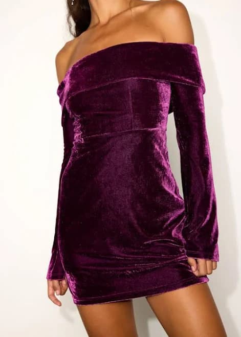 Lulus Off-The-Shoulder Velvet Mini Dress