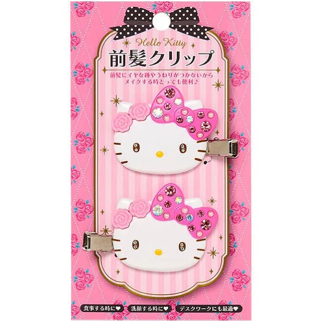 Hello Kitty Crystal Rose Bangs Hair Clip Set