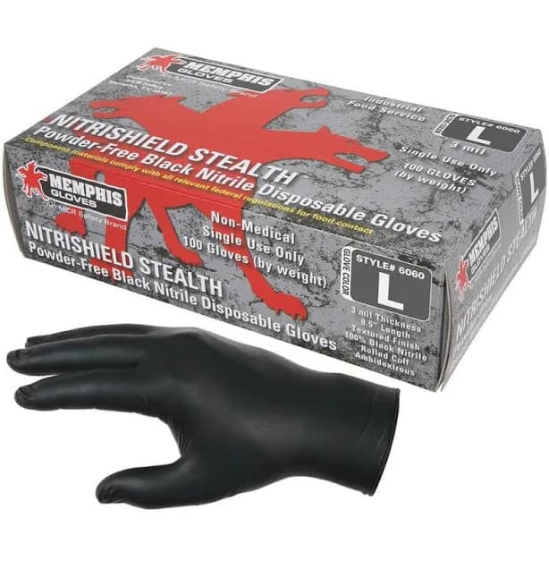 MCR Safety NitriShield Stealth Disposable Industrial Grade Nitrile Gloves 6060xxl