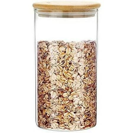 Glass Food Storage Containers with Jar Seal and Bamboo Lids