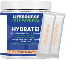 Hydrate - Fast Acting Electrolyte Drink - WHITE PEACH - 20 Stick Packs